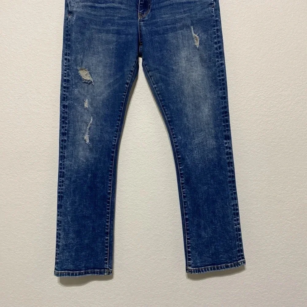 Anthro Pilcro and the Letterpress High Waisted Distressed Slim Straight Jeans 30